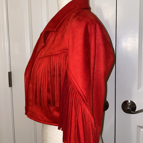 Anthropologie Pilcro Suede Fringe Moto Jacket size XXS NWT - Picture 6 of 16